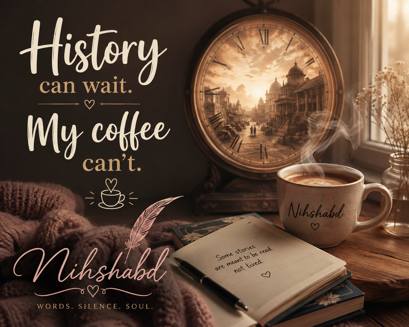 History can wait, my coffee can’t — a cozy coffee scene by Nihshabd