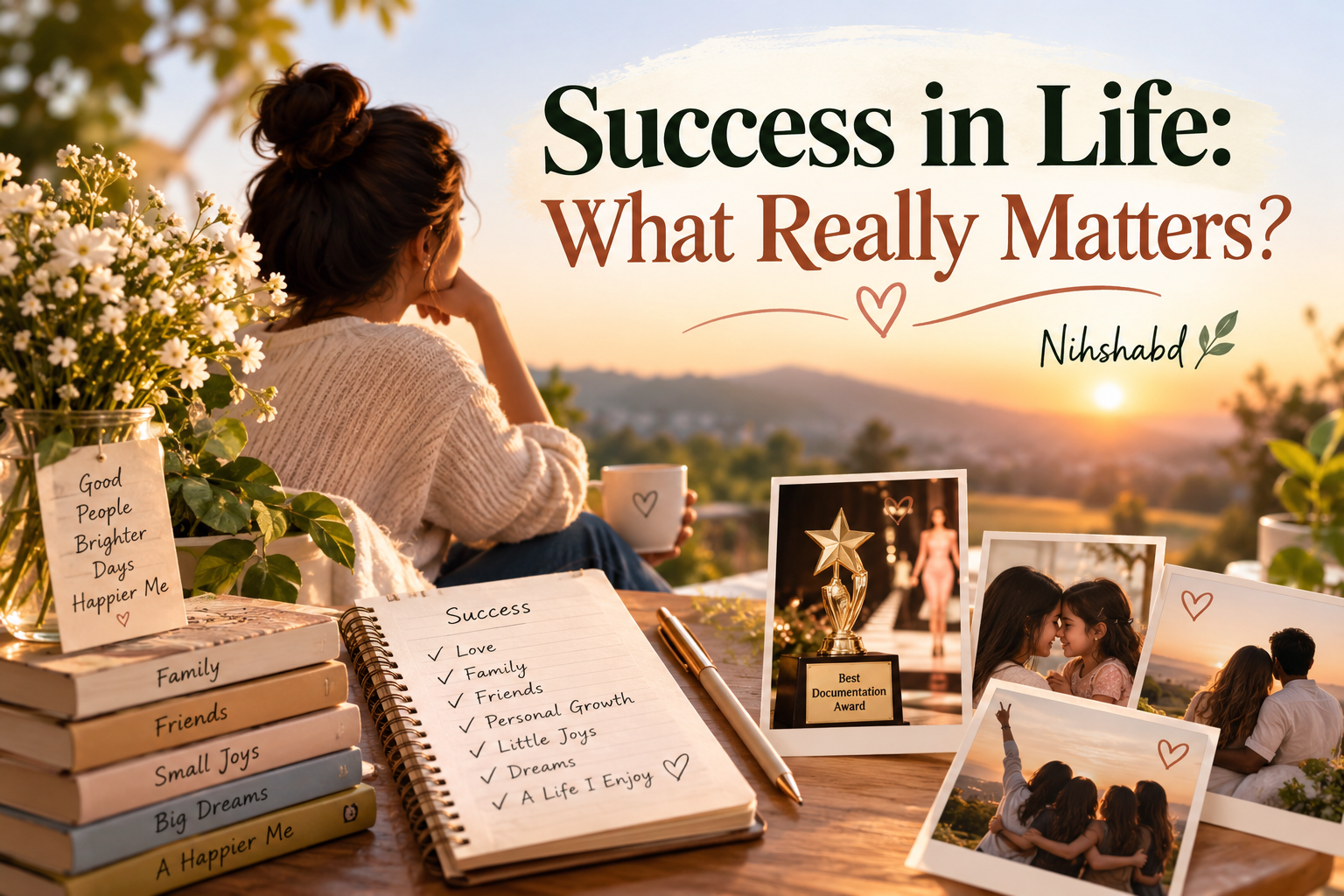 Success in life means enjoying family, friendship, personal growth, achievements, and everyday happiness.